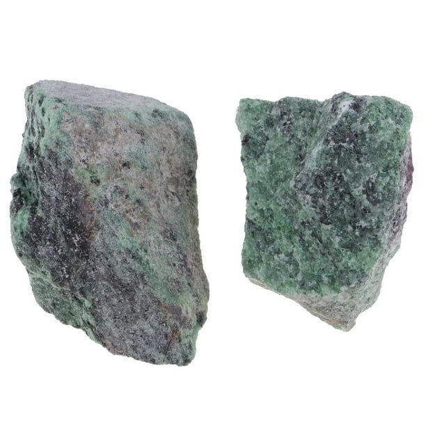 2 uds., Piedra de cristal de natural, piedra, pulida, espécimen, piedras naturales y minerales, espécimen educativo Piedra preciosa verde roja Hugo Espécimen mineral de cristales crudos