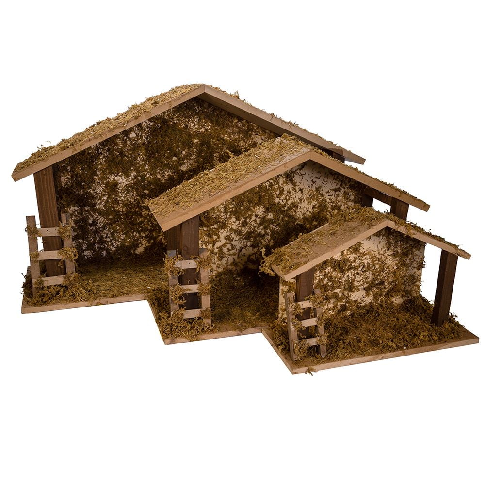Set of 3 Wooden Brown Stable Christmas Nativity Displays 26&quot; - Walmart.com