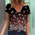 thumbnail image 2 of Buigttklop Womens Tops 2024 Women Summer Printed Blouse Tees Casual V-Neck Short Sleeve T-Shirts Tops, 2 of 5