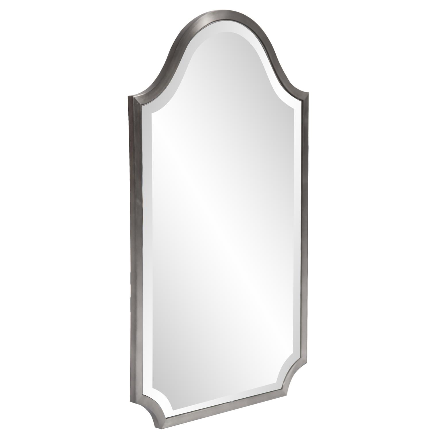 Tyler Dillon Stainless Steel Framed Hand Beveled Arched Shield Mirror 16"W x 27"H