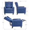 thumbnail image 2 of Waytrim Wingback Tufted Cotton Vintage Living Room Recliner Chair, Blue, 2 of 9