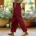 thumbnail image 2 of BKQCNKM Linen Pants Women, Petite Pants for Women, Gauze Pants for Women Casual Summer, Lounge Pants Women, Lightweight Pants Women, Red M, 2 of 9