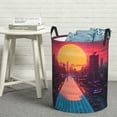 thumbnail image 6 of Lsque Neon Sunset Cyberpunk Cityscape Pattern Laundry Hamper Basket, Tall Woven Rope Hamper Basket for Clothes, Lightweight Storage Basket, Collapsible Waterproof-Small, 6 of 6