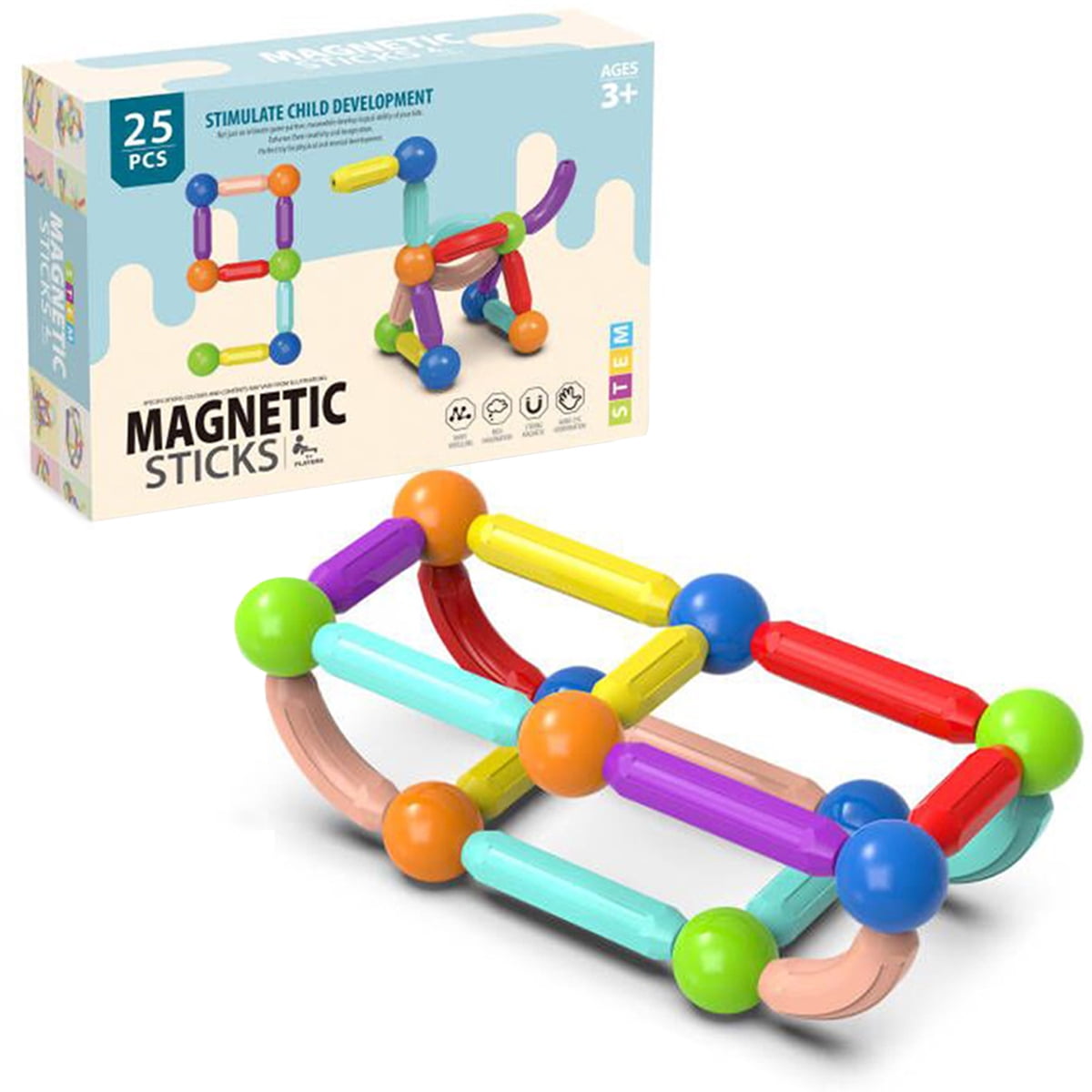 Magnetic Building Blocks Construction Puzzle Kids Toy Educational Game Sticks 