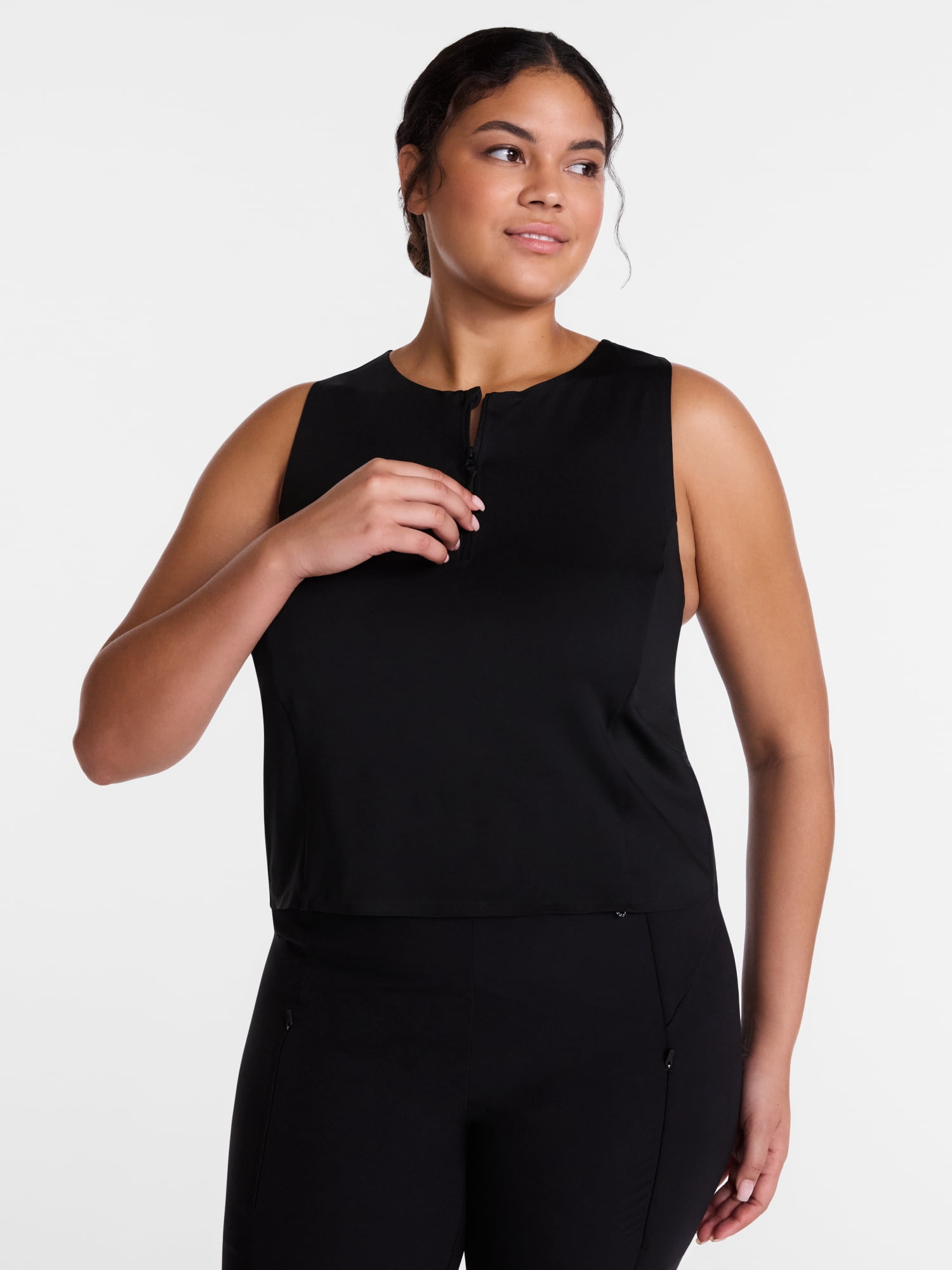 Avia Women's Quarter Zip Hybrid Tank Top, Sizes XS-XXXL