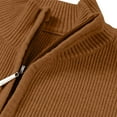 thumbnail image 7 of ZCFZJW Men's Quarter Zip Up Ribbed Knitted Long Sleeve Sweaters Slim Fit Lightweight Mock Neck Pullover Casual Polo Sweater Brown XXXL, 7 of 7