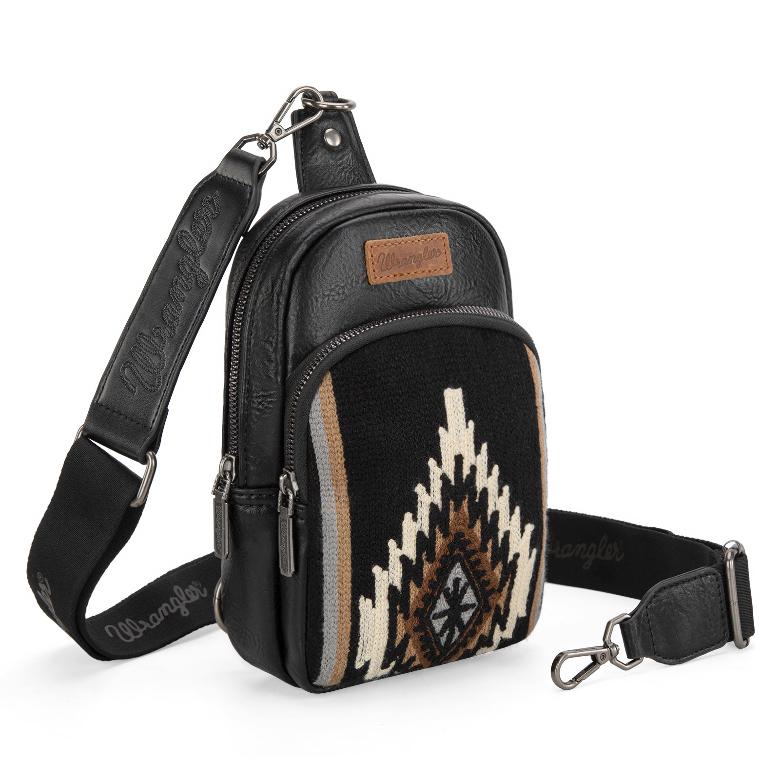Wrangler Aztec Sling Bag for Women Western Knitted Crossbody Purse and Chest Bag With Adjustable Strap
