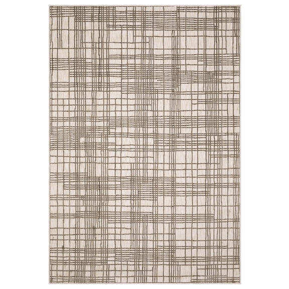 Oriental Weavers Hunter HNT01 - Machine-Woven Area Rug - 5'3" x 7'6" - in Ivory/ Brown - Modern Style Bedroom, Bathroom, Entryway, Kitchen Rug