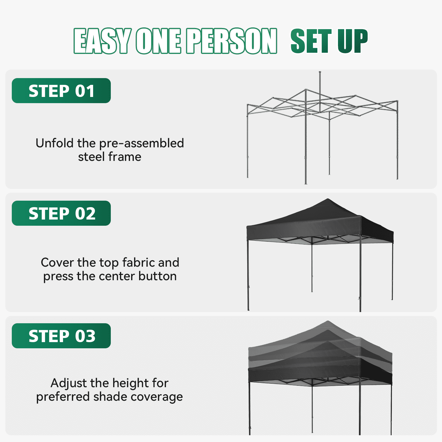 Dateyes 10x10FT Pop Up Canopy, Outdoor Canopy Tent with Carry Bag, Easy Setup Portable Instant Canopy with 4 Sandbags and 8 Stakes for Outdoor Events, Parties, Beach, Backyard, Lawn, Black