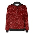 thumbnail image 5 of XIAONU Sequin Zip Up Bomber Jacket for Women Casual Night Out Stand Collar Long Sleeve Coat, 5 of 5