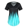thumbnail image 4 of Enwejyy Women Gradient Print Summer Short Sleeve V-Neck Criss Cross Blouse Tunic T-Shirt Top, 4 of 5