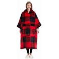 thumbnail image 1 of Sudadera con capucha KFUBUO Long Sherpa para adulto a cuadros rojos, 1 of 6