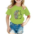 thumbnail image 2 of TOOYOU Girls T-Shirt Kid Cute Little Hedgehog Graphic Round Neck Short Sleeve Base Shirts children Summer Basic Tee Green Size 8-9 Years, 2 of 5