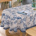 thumbnail image 2 of Oval Tablecloth Blue Floral Tablecloth, Modern Floral Oval Tablecloth, Blue Floral Tablecloth, Indoor/Outdoor Waterproof Wrinkle Free Durable Blue Tablecloth for Oval Tables 60 X 84 in, 2 of 6