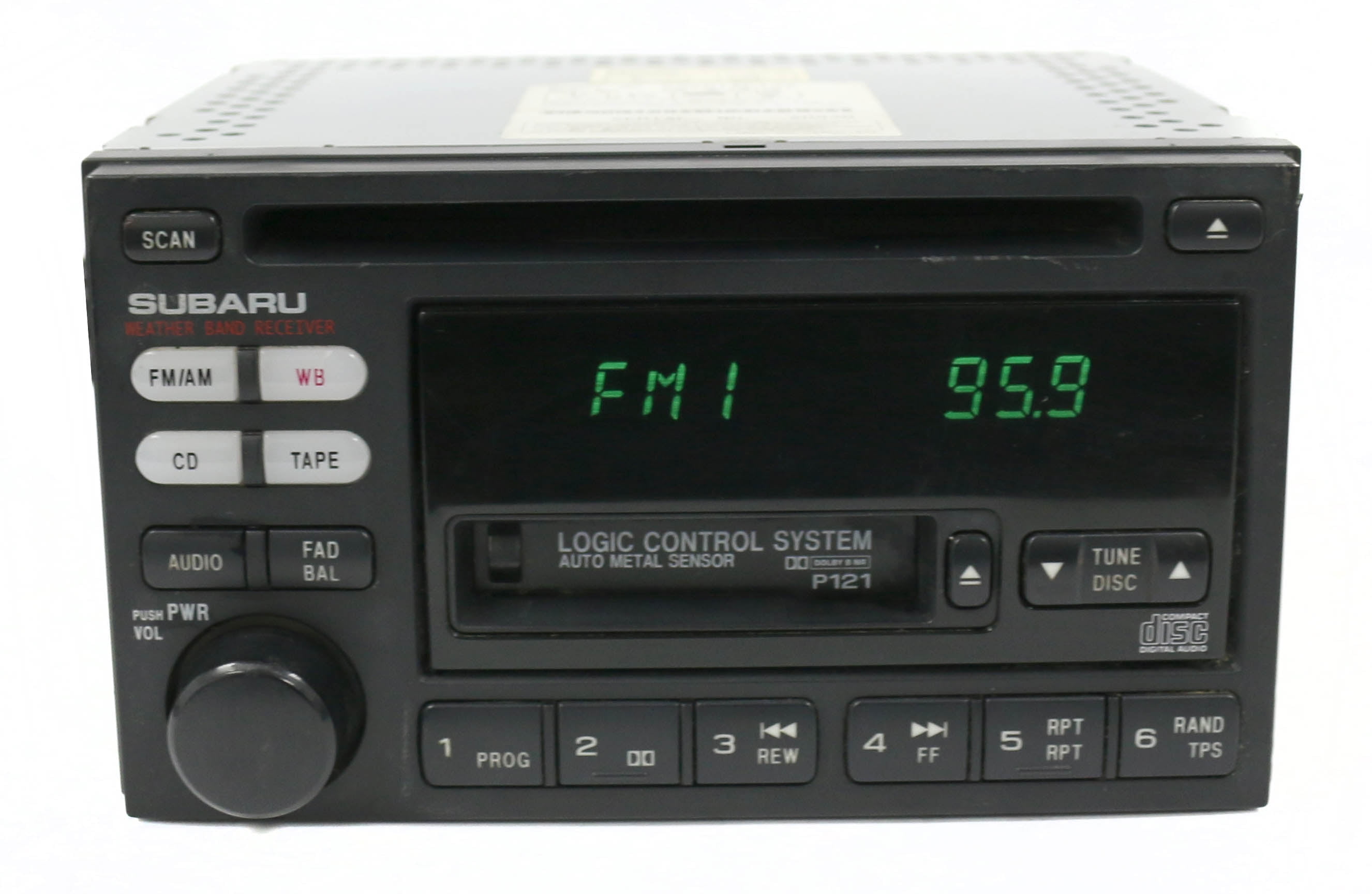 Restored 2000-02 Subaru Legacy AM FM Radio CD Cassette Player 86201AE12A Face Code P121 (Refurbished)