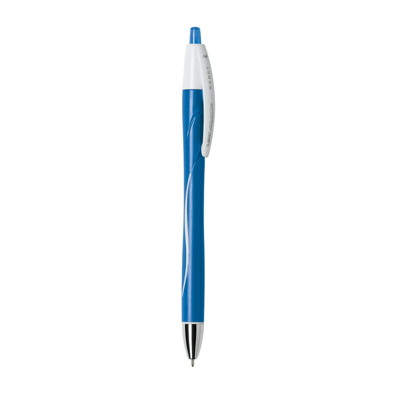 BIC Atlantis Exact Retractable Ball Pens, Fine Point (0.7 mm), Blue,  12-Count 