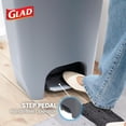 thumbnail image 4 of Glad Kitchen Trash Can | Large Plastic Waste Bin with Odor Protection of Lid | Hands Free with Step On Foot Pedal and Garbage Bag Rings, 13 Gallon, Grey, 4 of 9