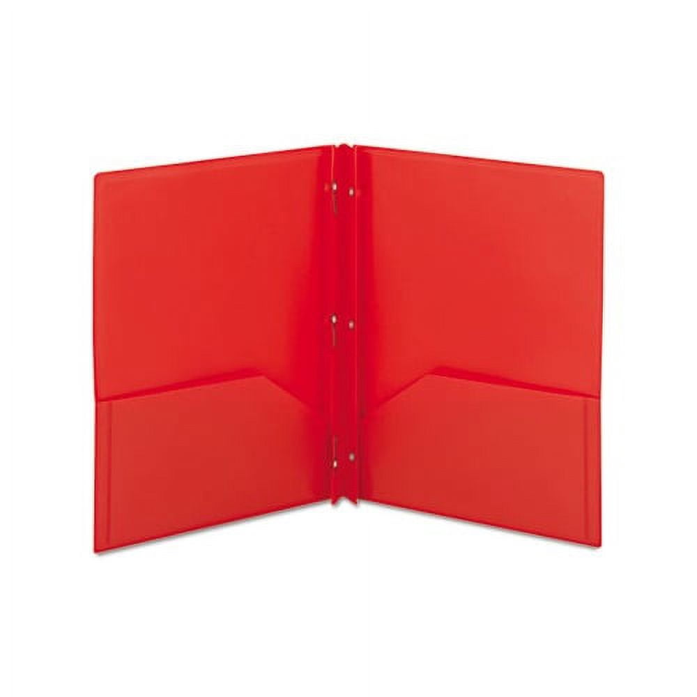 Poly Two-Pocket Folder w/Fasteners 11 x 8 1/2, Red, 25/Box