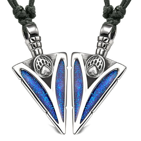 Arrowhead Grizzly Bear Paw Love Couples Best Friends Set Amulets Sparkling Royal Blue Adjustable (Best Grizzly Bear Rifle)