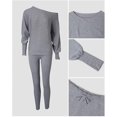 thumbnail image 6 of ZEFORTEX 2 Piece Lounge Outfit 2025 Long Sleeve Knit Pullover Tops Drawstring Pants Set Tracksuit Sweatsuit, 6 of 10