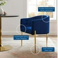 thumbnail image 5 of Tufted Accent Chair, Velvet, Metal Steel, Blue Navy, Modern Contemporary Urban Design, Living Lounge Room Hotel Lobby Hospitality, 5 of 8
