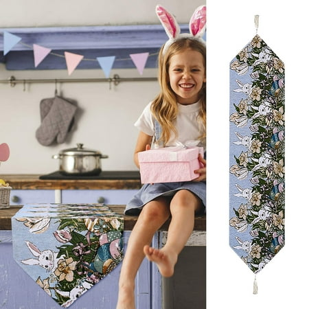 

Wepro Easter Decorations Knitted Cloth Table Runners Creative Easter Tablecloths Table Decorations Home Dress Up Table Runners