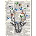 thumbnail image 2 of Stag and Butterflies - Dictionary Art Print Printed On Authentic Vintage Dictionary Book Page - 8 x 10.5, 2 of 3