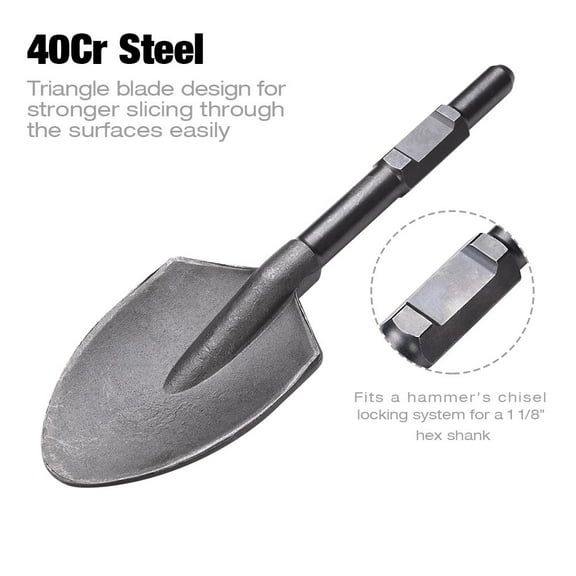 Yescom Clay Spade Chisel Shovel Scoop Bit for 1-1/8" Hex Shank Electric Demolition Jack Hammer Garden Lawn