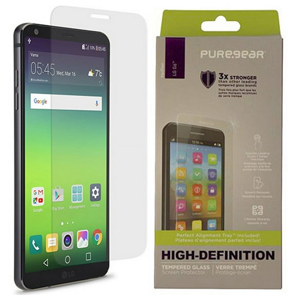 PureGear Tempered Glass with Self Aligning Tray for LG G6 - HD Clarity Clear