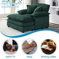 thumbnail image 4 of LITVZ Wide Chaise Lounge Chair Indoor, 56.3" Oversized Chair and Ottoman, Cozy Corduroy Chaise Lounge Chair Indoor Comfy for Living Room, Bedroom, Office, Green, 4 of 10