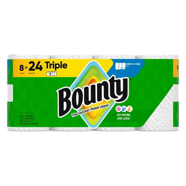 Bounty Select-A-Size 2-Ply Paper Towels White, 8 rolls, 123 sheets/roll
