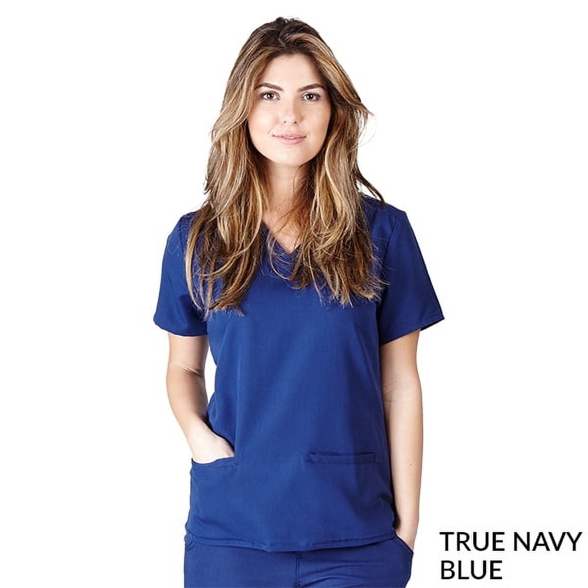 Natural Uniforms Women's Ultra Soft Stretch Drop-Neck 2 Pocket Scrub Top 8117 (True Navy Blue, X-Small)