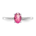 thumbnail image 5 of 14K White Gold Ring Band with Stones (10) October Pink Tourmaline Oval Diamond Round, Size 6, 5 of 5