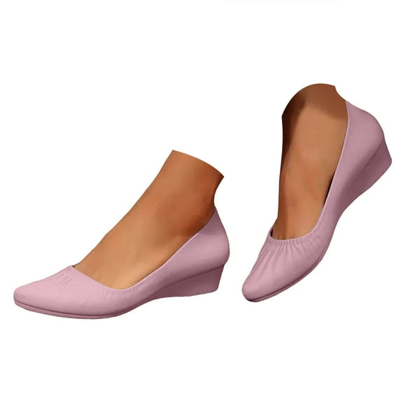 YLYL Women's Pumps Wedge Heel Pointed Toe Slip on Wedding Work Office Party Dress Shoes