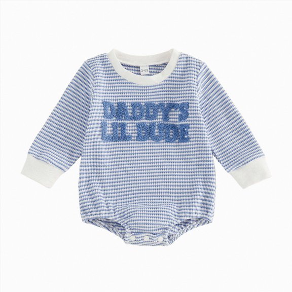 larppty Newborn Baby Boy Fall Outfit Romper Jumpsuit Infant Waffle Clothes | Letter Embroidery Cute Long Sleeve Round Neck Bodysuit
