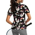 thumbnail image 2 of COEQINE Women V Neck Golf Shirts 1/4 Zip Moisture Wicking Polo Shirts Sheep Rainbow and Cloud Black Print Lightweight Golf Tops Pullover Short Sleeve Athletic Tops, XS, 2 of 7