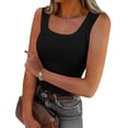 thumbnail image 2 of Vamuko Tank Tops Womens Ribbed Sleeveless Tops 2026 Summer Square Neck Slim Casual Tee Shirts Breathable Lightweight Solid Color Y2k Camis Black L, 2 of 8