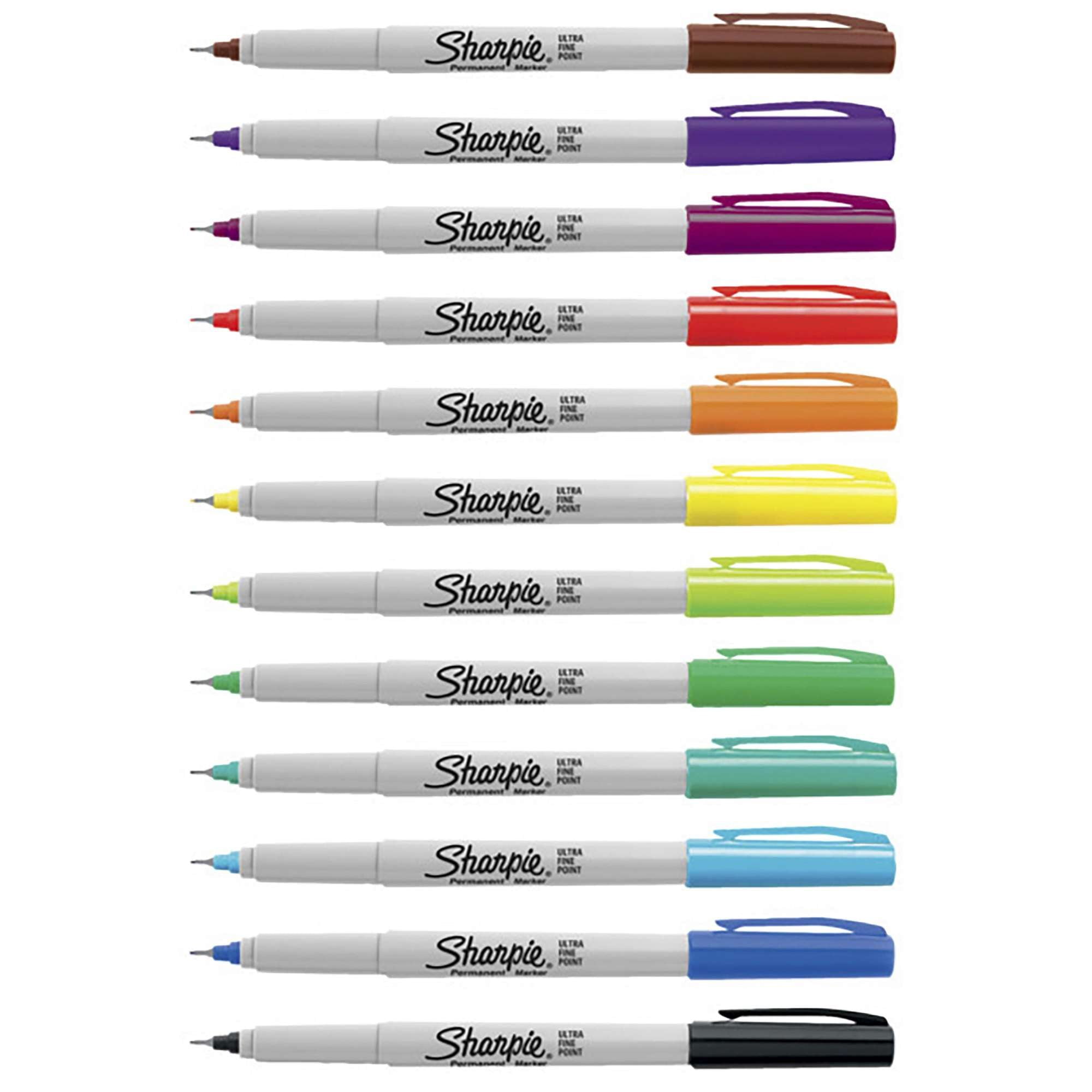 Sharpie Permanent Markers, Ultra Fine Point, Assorted Colors, 12 Count