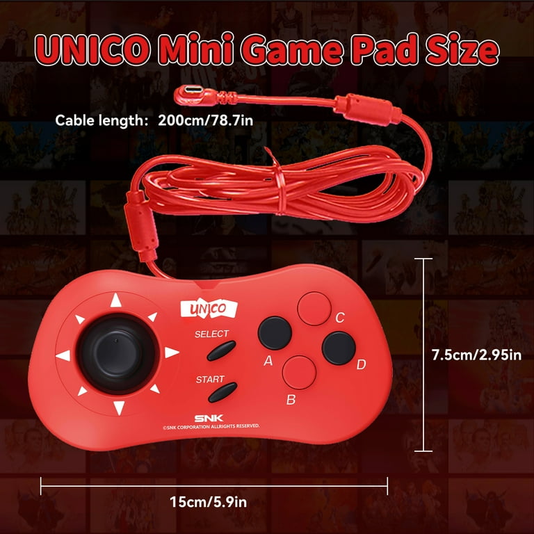Amazon.com: UNICO MVS Mini Gamepad Red, Classic Wired Game
