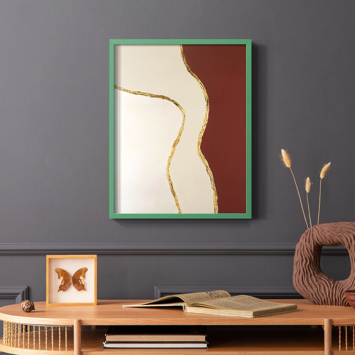 Allspice II Framed Print in Green Solid Wood Framed Print No Nail Hanging