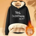 thumbnail image 2 of Patlollav Flash Picks 65% off Womens Hooded Sweatshirt Winter Warm Plush Solid Pocket Long Sleeve Tops, 2 of 6