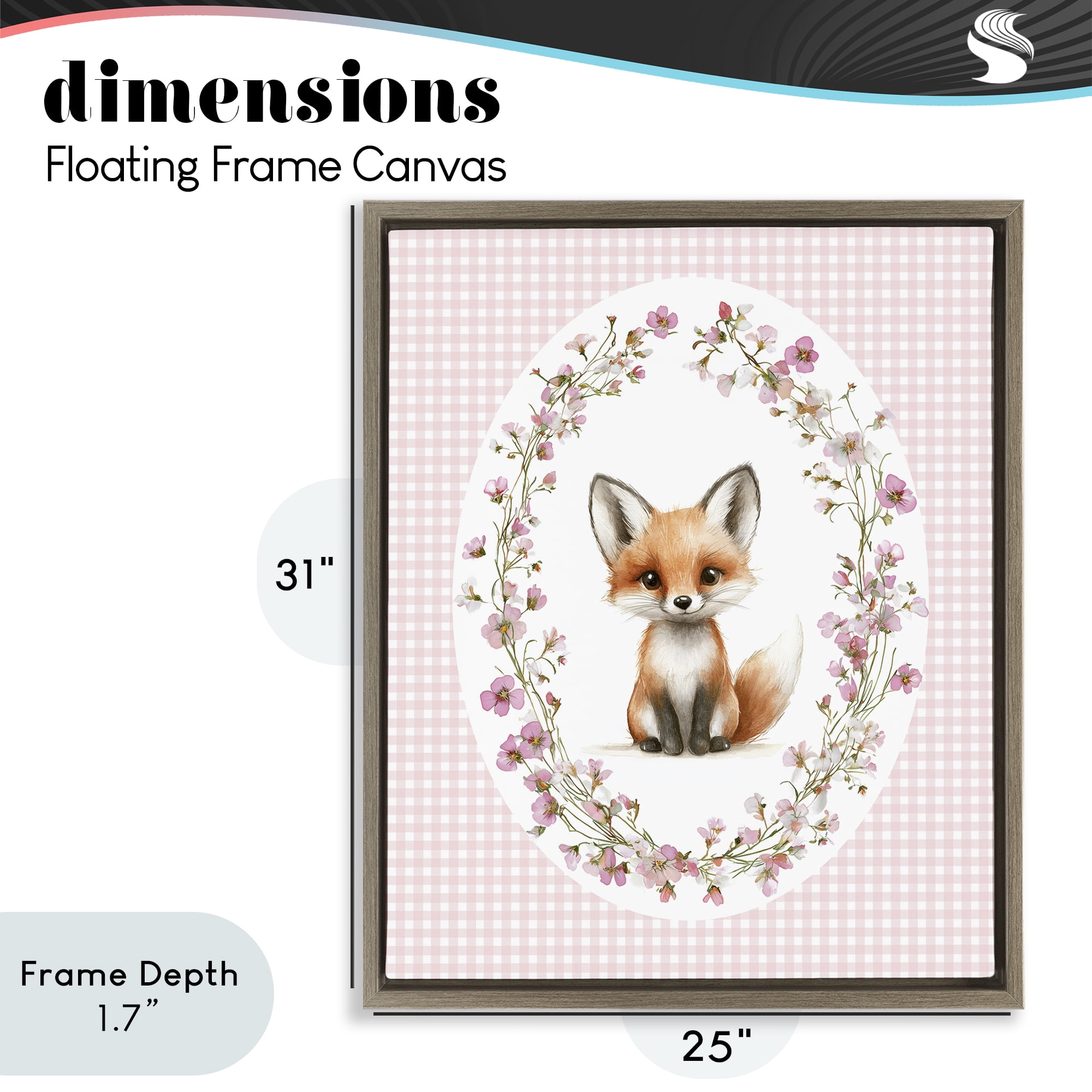 Stupell Industries Fox with Cherry Blossoms Brown Framed Floater Canvas Wall Art, design by Christine Simpson Art