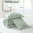 thumbnail image 5 of Lanco 3 Piece Sage Green Comforter Set, Queen Size Solid Microfiber Print Bedding Set, All Season Leaves Bedding, 5 of 8