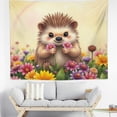 thumbnail image 5 of RKSupls Tapestry Wall Hanging Art, Cute Hedgehog with Colorful Daisies Tapestry Decoration for Daily Bedroom, Living Room, Dorm, Apartment Hallway Home Decor,60*50in, 5 of 5