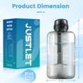 thumbnail image 3 of JUSTLET 74 fl oz Sports Water Bottle with Motivational Time Marker, Leakproof Lid & Sturdy Handle, Gray., 3 of 7