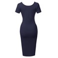 thumbnail image 3 of A2Y Women's Solid Fitted Classic Short Sleeve Premium Cotton Midi Dress Navy M, 3 of 5