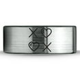 thumbnail image 2 of Tungsten Hugs Kisses XOXO Hearts Love Band Ring 8mm Men Women Comfort Fit Brushed Gray Flat Cut Black Polished, 2 of 4