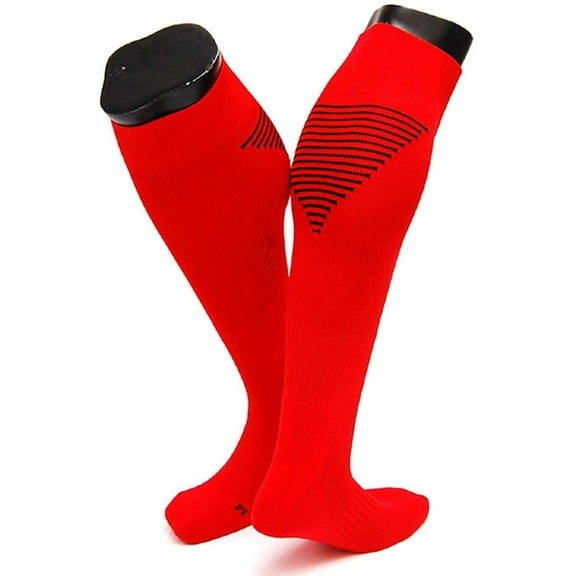 Lian LifeStyle Big Boy's 1 Pair Knee High Athletic Sports Socks Size L/XL XL0026-06Red w/Black Strip