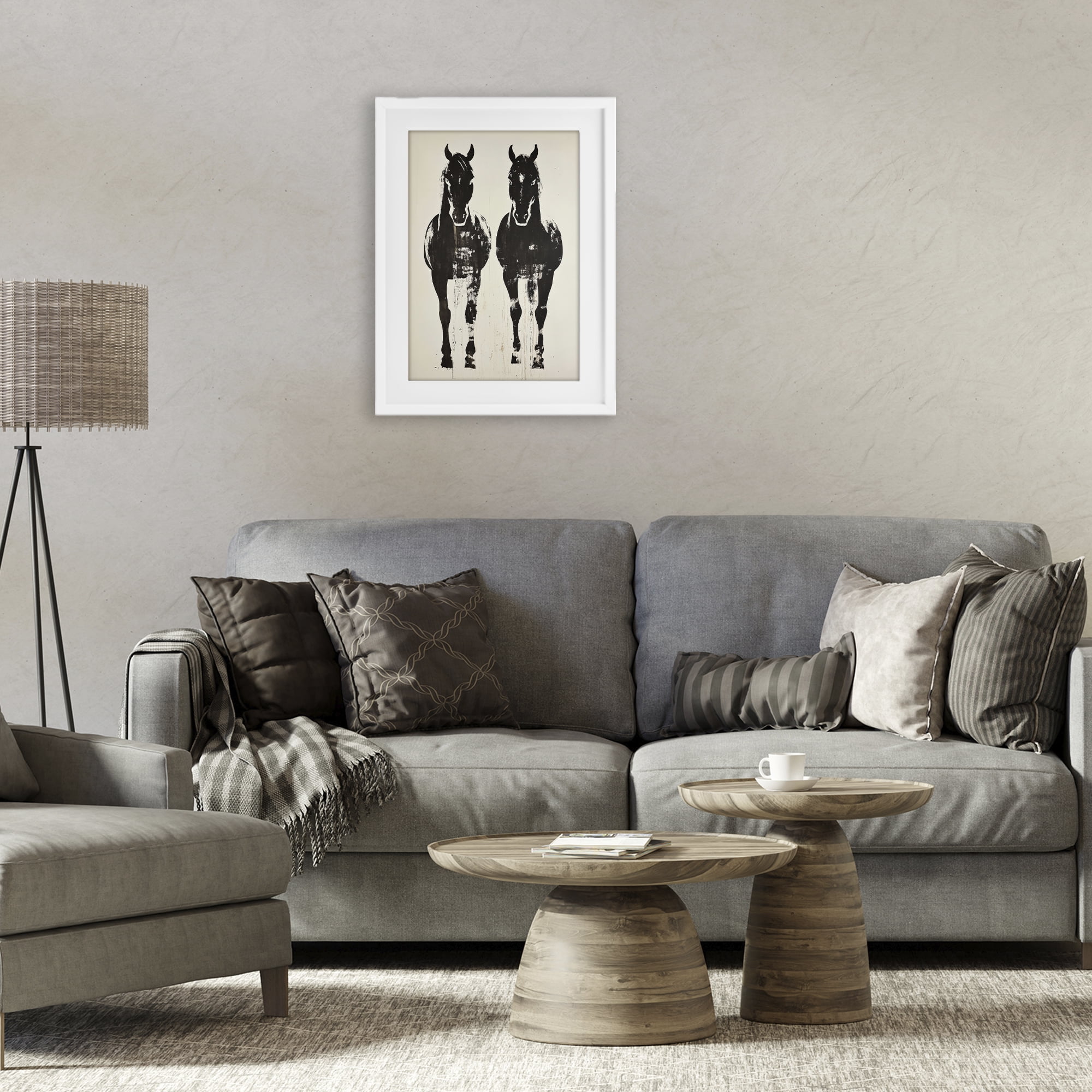 Stupell Industries Silhouetted Horse Couple White Framed Print Under Glass, design by Petal Prints Design