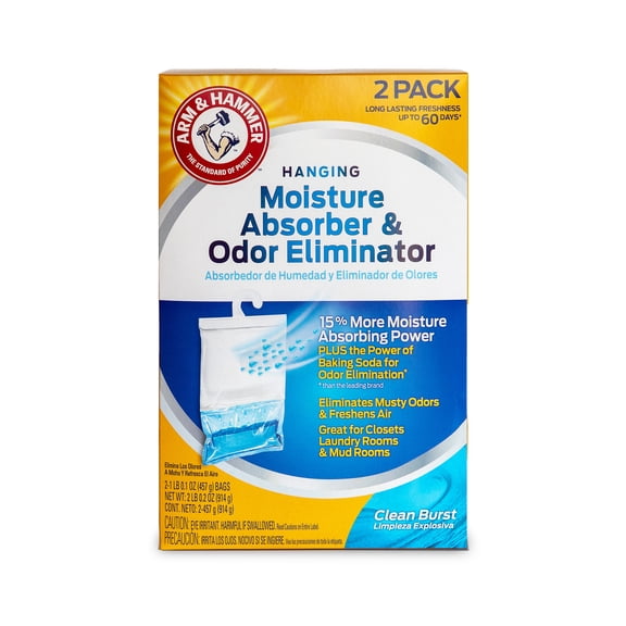 Arm & Hammer Moisture Absorber Hanging Bag - 16 oz, 2-pack, Clean Burst